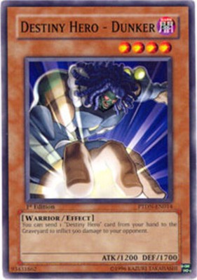 1x (EX) Destiny Hero - Dunker - PTDN-EN014 - Common - 1st Edition  YuGiOh-image