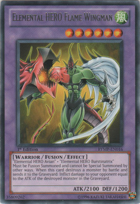 Light Play x 1 Elemental HERO Flame Wingman - RYMP-EN016 - Rare - 1st Edition RY-image