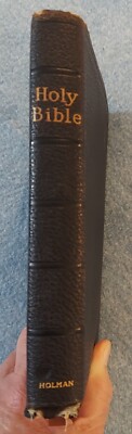 Holy Bible King James Version KJV Genuine Leather Holman Verse Ref Jewel 1942-image