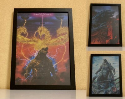 3SET Godzilla animation movie framed clear file poster Japan King Ghidorah-image