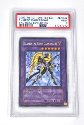YuGiOh Elemental Hero Darkbright TAEV-EN042 Tactical Evolution 1st Edition PSA 9-image