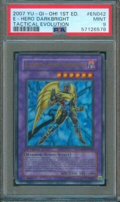 2007 YU-GI-OH 1st edition ELEMENTAL HERO DARKBRIGHT Holo #TAEV-EN042 PSA 9-image