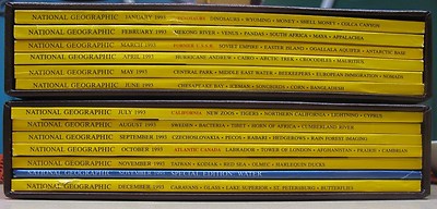 National Geographic Magazine 1993 with Maps and Leather Sleeves-image