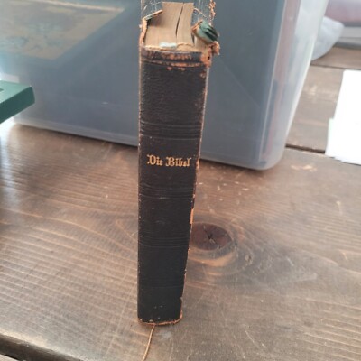 Antique 1906 German Bible Die Bibel Martin Luther w/ Old Color Maps Leather Book-image