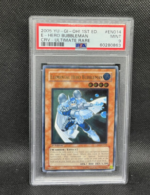 Elemental Hero Bubbleman CRV-EN014 1st Ultimate Rare PSA 9 Mint Yu-Gi-Oh! 2005-image