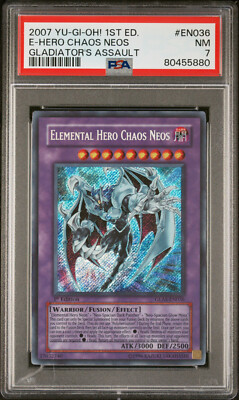 2007 YUGIOH 1ST GLAS-EN036 ELEMENTAL HERO CHAOS NEOS SECRET PSA 7 NM #80455880-image