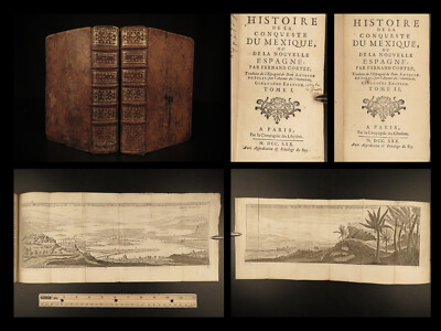 1730 Spanish Conquest of Mexico Solis Aztec Hernan Cortes Montezuma Cortez MAPS-image