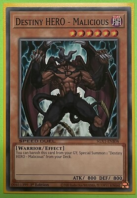 Yu-Gi-Oh! Speed Duel Destiny Hero-Malicious Common SGX1-ENB08 Near Mint 1st-image