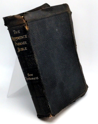 Antique REFERENCE PASSAGE BIBLE NEW TESTAMENT 1908 Leather Cover Indices Maps-image