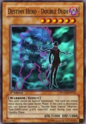 Yugioh-Destiny HERO - Double Dude-Super Rare-UNL-POTD EN012 (LP)-image