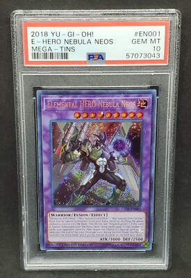Yugioh PSA 10 GEM MINT Elemental Hero Nebula Neos CT15-EN001 Secret Rare 1st Ed.-image