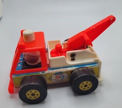 Vintage 1968 Fisher Price Little People Tow Truck 718 no Hook Clicking Sound-image