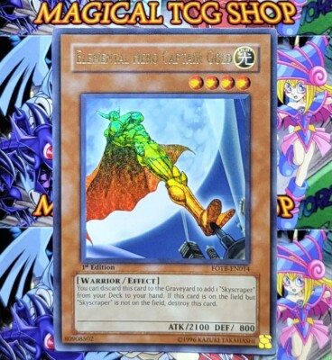 Yugioh Elemental Hero Captain Gold FOTB-EN014 1st Edition Ultra Rare Konami 2007-image