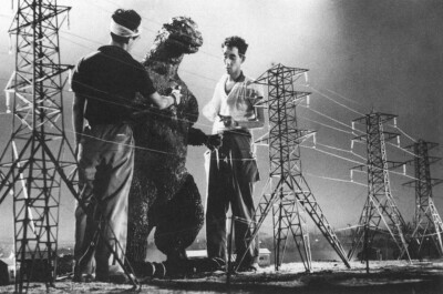 Godzilla Behind the Scene Lunch Mouse Pad Vintage Photo 1956 Classic Monster-image