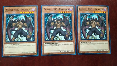 3x Destiny HERO Malicious LEHD-ENA04 Common Playset  Yu-Gi-Oh!  NEAR MINT-image