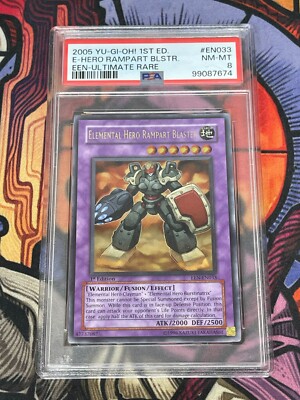 Elemental Hero Rampart Blaster (Ultimate Rare)-(EEN-EN033)-PSA 8 - Yugioh 1st ed-image