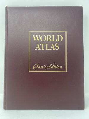 Vintage 1979 World Atlas Hammond Leather Bound Classics Edition Book-image