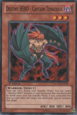 1 x Destiny HERO - Captain Tenacious - LCGX-EN123 - Common - 1st Edition Near Mi-image