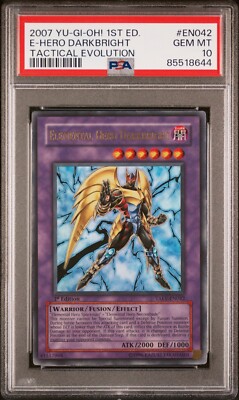 Yugioh PSA 10 Elemental Hero Darkbright TAEV-EN042 1st Edition Ultra Rare-image