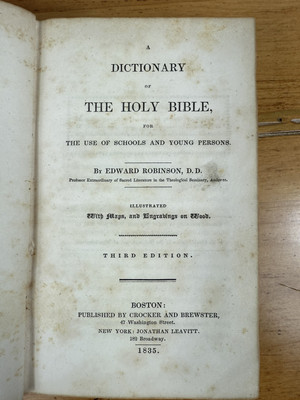 1835 Dictionary of the Holy Bible by Edward Robinson With 4 Maps & Engravings-image