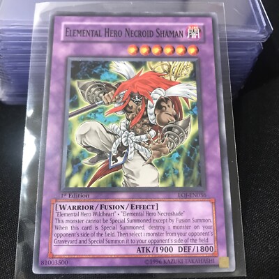 Yu-Gi-Oh! TCG Elemental Hero Necroid Shaman Enemy of Justice EOJ-EN036 1st Ed.-image