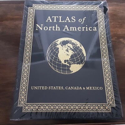 Atlas of North America EASTON PRESS Leather Gold Gilt USA Mexico Canada Maps-image
