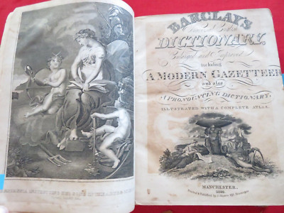 1824 BARCLAYS DICTIONARY WITH COMPLETE ATLAS (20)MAPS ENGRAVED BY MILTON, PLATES-image