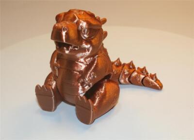 Baby Godzilla 3D Printed Articulated Flexi Fidget Toy Red Copper Bronze-image