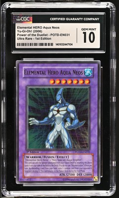 YuGiOh GRADED Elemental HERO Aqua Neos POTD-EN031 1st Ed UR GM 10 CGC -image