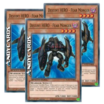 3x DESTINY HERO - FEAR MONGER (SPEED DUEL) • Common • SGX1 ENB06 • 1Ed • YUGIOH!-image