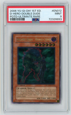YUGIOH 1ST ED POTD-EN012 DESTINY HERO DOUBLE DUDE ULTIMATE PSA 9 MINT #72328893-image