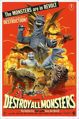 GODZILLA DESTROY ALL MONSTERS MONDO Limited edition print #275 PAUL MANN R20 -image