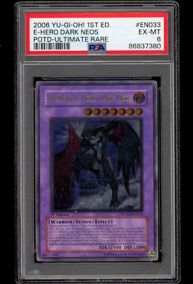 YUGIOH 1ST ED POTD-EN033 ELEMENTAL HERO DARK NEOS ULTIMATE PSA 6 EX-MT-image