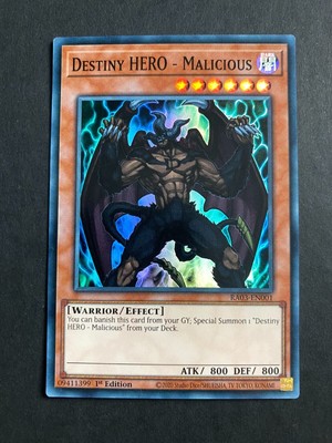 Yugioh Destiny HERO - Malicious RA03-EN001 Super Rare 1st Edition NM-image