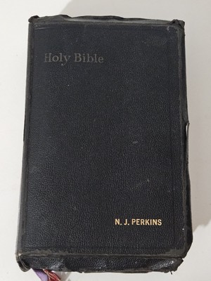 Vintage John C. Winston KJV Bible – Black Leather, Thumb Index, Maps, 1920s-image