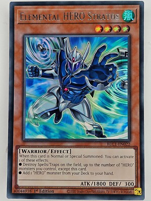 ㊙️ Yu Gi Oh - BLC1-EN022 Elemental Hero Stratos (Alt Art) - Silver Ultra Rare-image