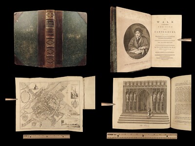 1777 Walk in Canterbury England Illustrated Cathedral Castle MAP Monks Gostling-image