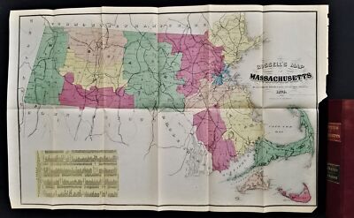 1874 antique MASSACHUSETTS HISTORY w FOLDOUT MAP illus REBOUND-image