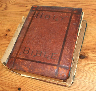 Antique 1882 HOLY BIBLE, Leather, A.J. Holman, Maps, Illustrations-image