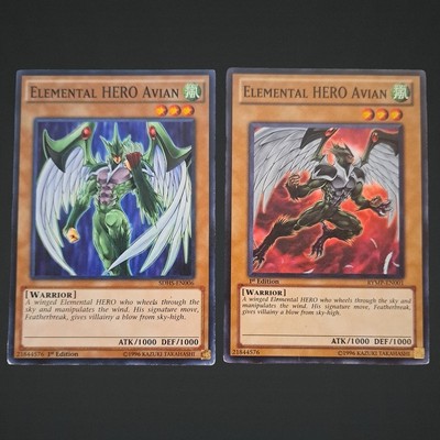 Set of 2 Yu-Gi-Oh! 1st Edition Elemental Hero Avian RYMP-EN001 & SDHS-EN006-image