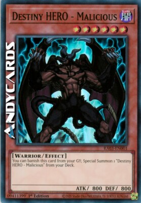 DESTINY HERO - MALICIOUS (Malicious - Hero Of Destiny) Super R RA03 EN001 • 1Ed-image