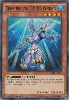 Elemental HERO Ocean - SDHS-EN002 - Common - 1st Edition x1 Heavily Played-image