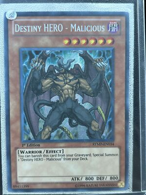 YGO! Destiny Hero - Malicious Secret Rare Rare 1st Edition Near Mint RYMP-EN034-image