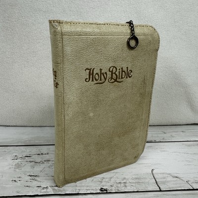 The Holy Bible Holman Leather Cover Vintage 1950’s KJV King James Zipper-image