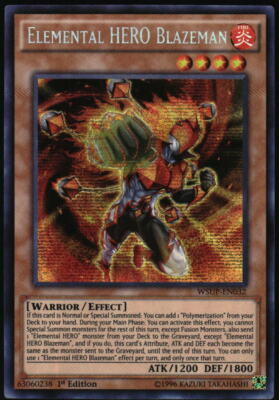 Yu-Gi-Oh! Elemental HERO Blazeman WSUP-EN032 Prismatic Secret Rare 1st Edition-image
