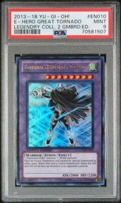 YuGiOh Elemental HERO Great Tornado LC02-EN010 Limited Edition Ultra Rare PSA 9-image