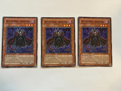 3X Destiny Hero - Doom Lord - EOJ-EN001 x3 Yugioh Yu Gi Oh! 3 Playset Mixed-image