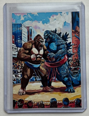 King Kong Vs. Godzilla Limited Artist Signed “God Vs. King” Trading Card 1/10-image