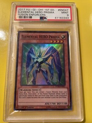 YuGiOh ELEMENTAL HERO PRISMA #FUEN-EN047🔥PSA 9 MT🔥1st EDITION-2017 SUPER RARE-image