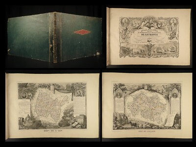 1846 1ed HUGE French ATLAS 43 MAPS Illustrated Victor Lefasseur ENORMOUS France-image